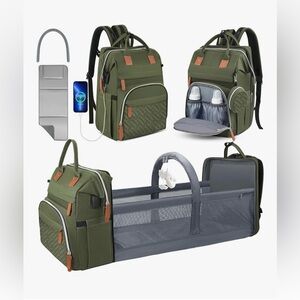 Multifunctional Green Diaper Bag Backpack
